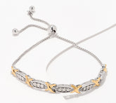 Affinity Sterling Silver 14K Gold Clad Bolo Bracelet Adjustable